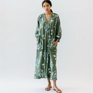 Mirth Palm Springs Midi Caftan Dress in Fig Leaf size S